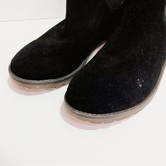 Kensie Suede Leather Chelsea Ankle Boot Womens 7 Black Casual Moto Slip on Shoe - Picture 4 of 10